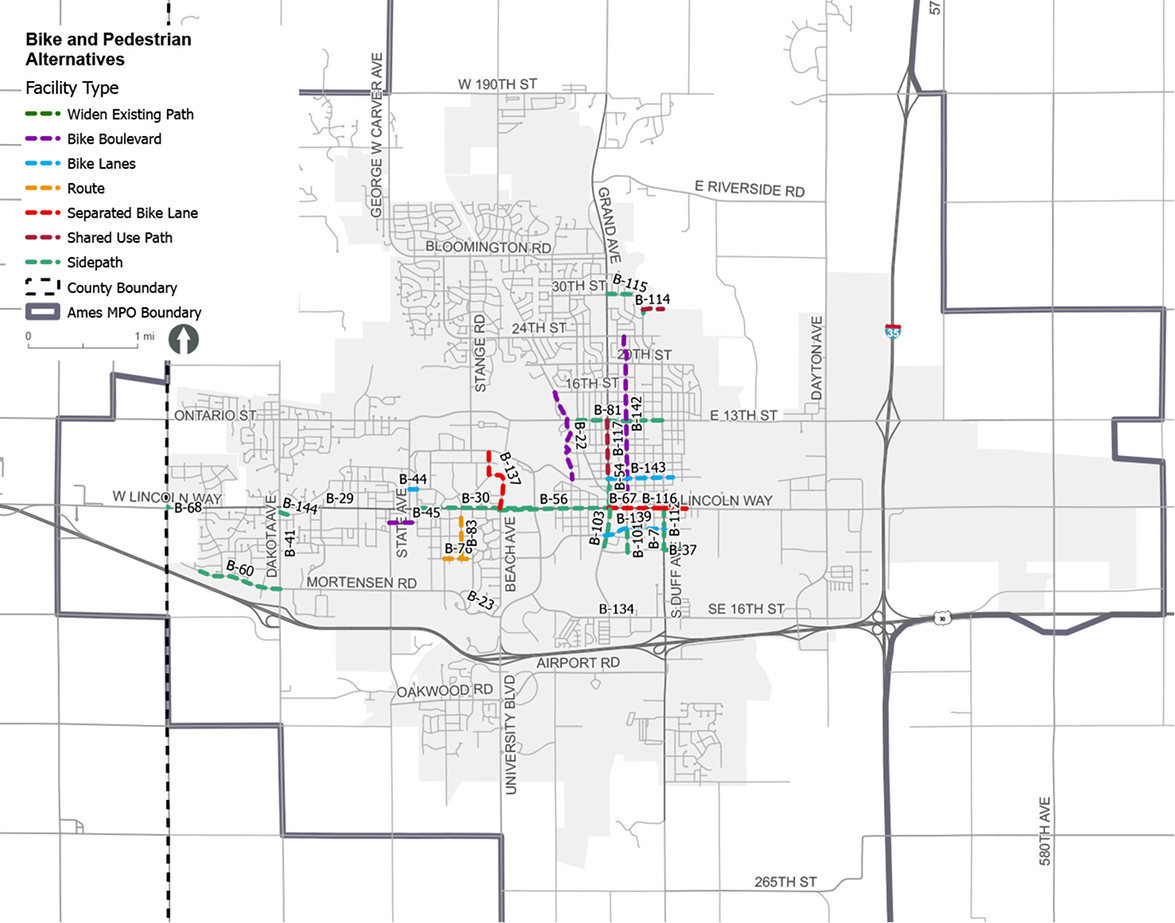 Bike and pedestrian alternatives map