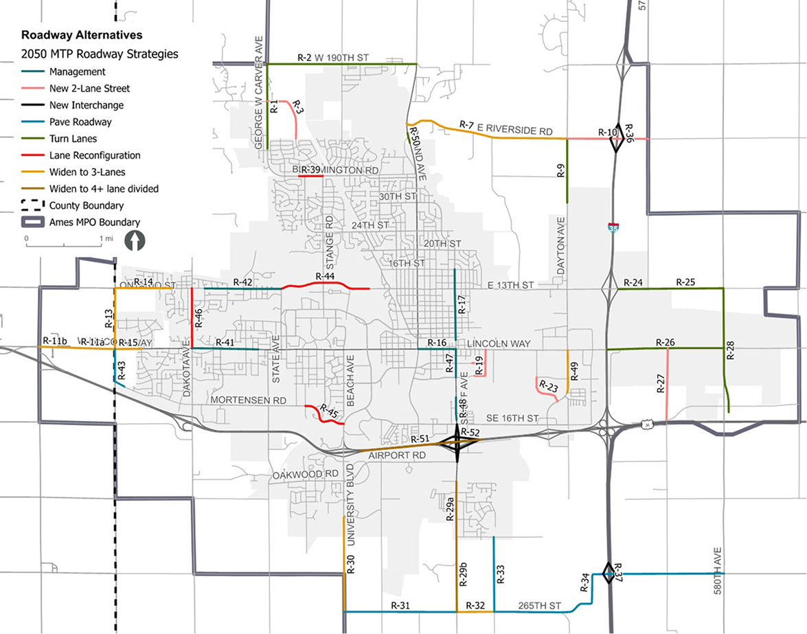 Roadway alternatives map
